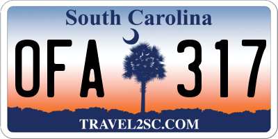 SC license plate OFA317