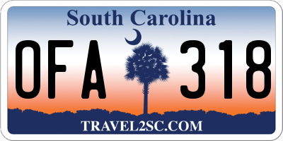SC license plate OFA318