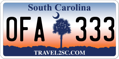 SC license plate OFA333