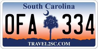 SC license plate OFA334