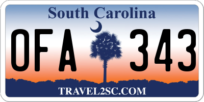 SC license plate OFA343
