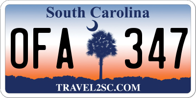SC license plate OFA347