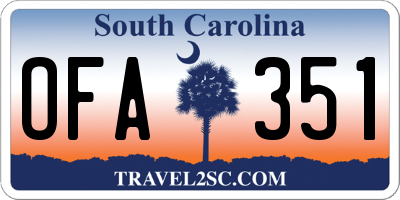 SC license plate OFA351
