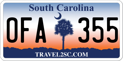 SC license plate OFA355