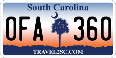 SC license plate OFA360