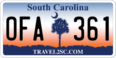 SC license plate OFA361