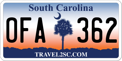 SC license plate OFA362