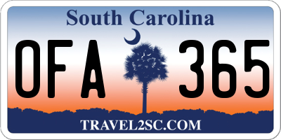 SC license plate OFA365