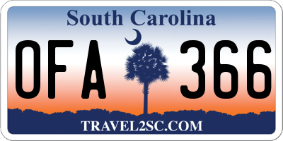 SC license plate OFA366