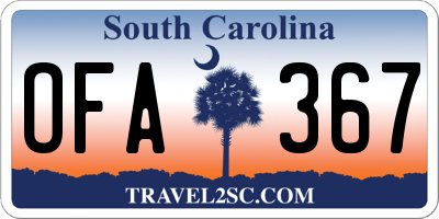SC license plate OFA367
