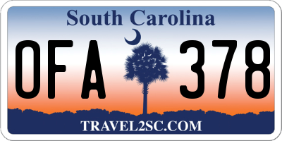 SC license plate OFA378