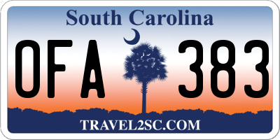 SC license plate OFA383