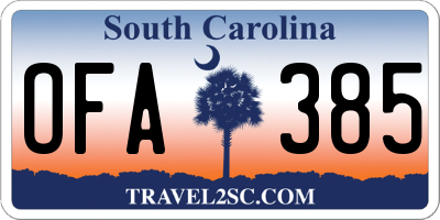 SC license plate OFA385