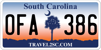 SC license plate OFA386