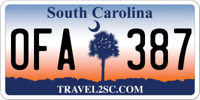 SC license plate OFA387