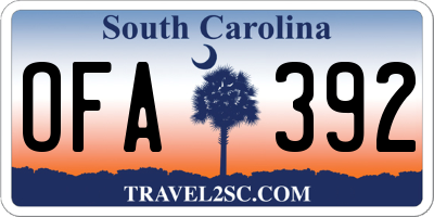 SC license plate OFA392