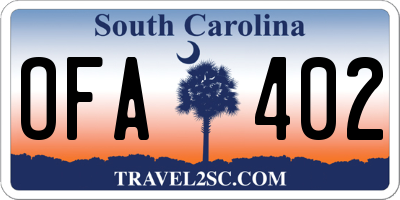 SC license plate OFA402