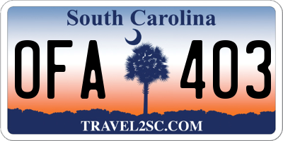 SC license plate OFA403