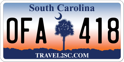 SC license plate OFA418