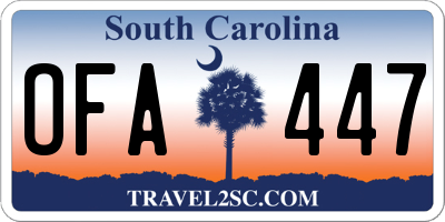 SC license plate OFA447