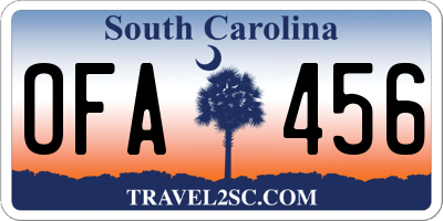 SC license plate OFA456