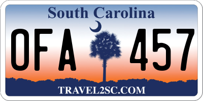 SC license plate OFA457