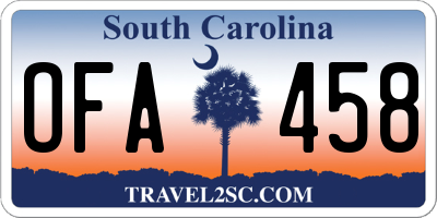 SC license plate OFA458