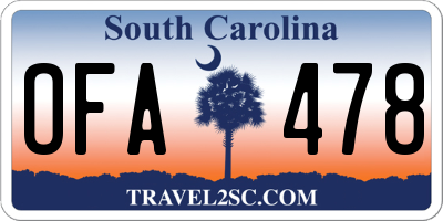 SC license plate OFA478