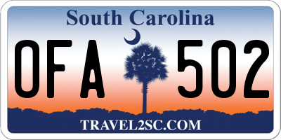 SC license plate OFA502
