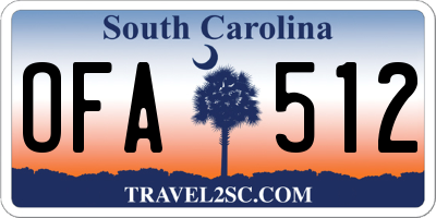 SC license plate OFA512