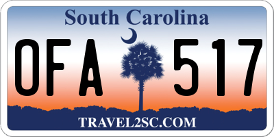 SC license plate OFA517