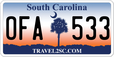 SC license plate OFA533