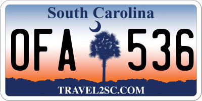 SC license plate OFA536