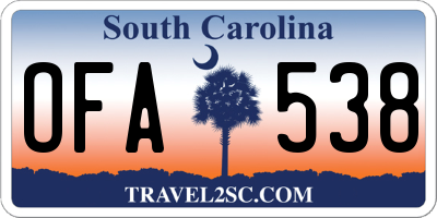 SC license plate OFA538