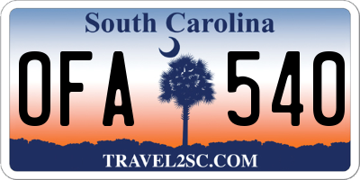 SC license plate OFA540
