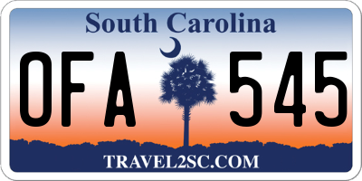 SC license plate OFA545