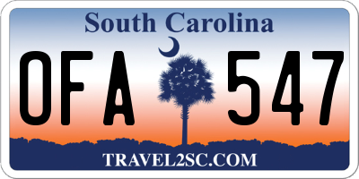 SC license plate OFA547