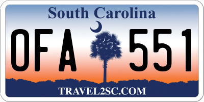 SC license plate OFA551