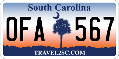 SC license plate OFA567