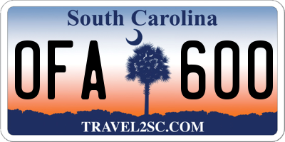 SC license plate OFA600