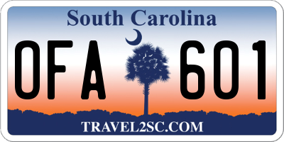 SC license plate OFA601