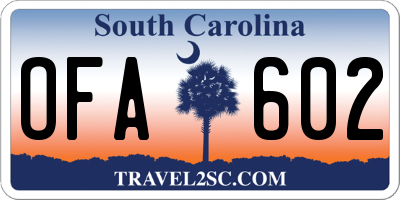 SC license plate OFA602