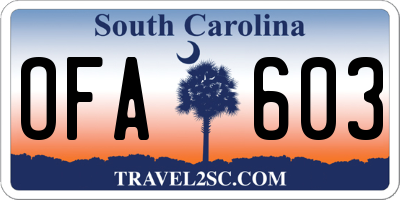SC license plate OFA603