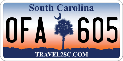 SC license plate OFA605