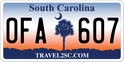 SC license plate OFA607