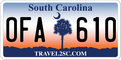 SC license plate OFA610