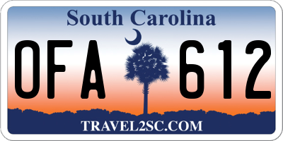 SC license plate OFA612