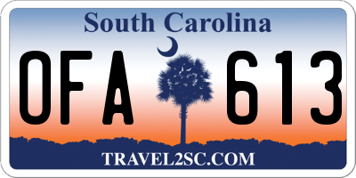 SC license plate OFA613