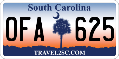 SC license plate OFA625