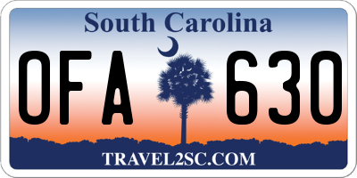 SC license plate OFA630
